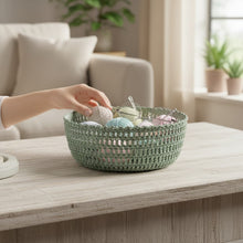 Lade das Bild in den Galerie-Viewer, Dekoschale Makramee Grün Baumwolle Metall Schale 25 cm