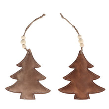Lade das Bild in den Galerie-Viewer, 4er Set Dekohänger Stern Tanne PU Leder Weihnachten Weihnachtsdeko
