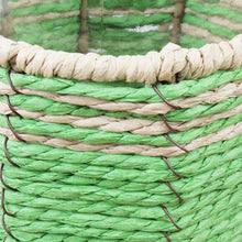 Lade das Bild in den Galerie-Viewer, 2er Set Glaswindlicht Braun Grün Glas Naturfaser Dekowindlicht Windlicht modern Kerzenhalter