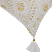 Lade das Bild in den Galerie-Viewer, Dekokissen 30x50 cm mit Inlet Grau Weiß Gold-glänzend Sofakissen Zierkissen mit Quasten