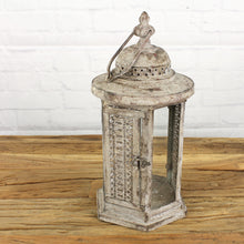 Lade das Bild in den Galerie-Viewer, Laterne Vintage grau Metall Deko-Laterne Dekolicht Garten Terrasse