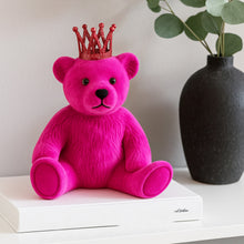 Lade das Bild in den Galerie-Viewer, Deko Teddy Bär Pink 21 cm Kunststoff beflockt Teddybär Dekofigur modern