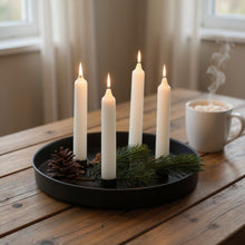 Lade das Bild in den Galerie-Viewer, Kerzenteller Metall Schwarz Weiß od. Gold modern Adventskranz rund Weihnachtsdekoration