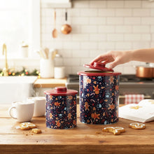 Lade das Bild in den Galerie-Viewer, 2er Set Gebäckdose Metall Weihnachten Blau oder Weiß Plätzchendose Keksdose