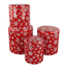 Lade das Bild in den Galerie-Viewer, 4er Set Gebäckdose Metall Rot oder Grau