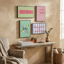 Lade das Bild in den Galerie-Viewer, 4er Set Dolce Vita Wandbilder bunt Gerahmte Sprüchebilder Kunststoff 30 × 20 cm Moderne Dekoration Wanddeko Dekobilder