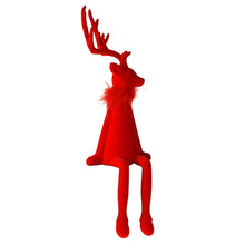Lade das Bild in den Galerie-Viewer, Kantenhocker Hirsch Rot 40 cm modern Dekohirsch Weihnachtsdekoration Dekoration Weihnachten