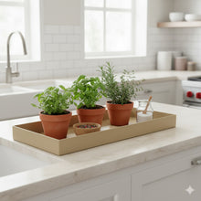 Lade das Bild in den Galerie-Viewer, Dekotablett Metall Creme Modern 45 cm rechteckig