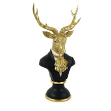 Lade das Bild in den Galerie-Viewer, XL Hirsch Büste Schwarz Gold 53 cm Dekohirsch Dekobüste modern