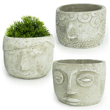 Lade das Bild in den Galerie-Viewer, 3er Set Blumentopf Gesicht Grau
