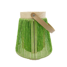 Lade das Bild in den Galerie-Viewer, Dekolaterne Grün 19 cm oder 23 cm Laterne Papier Jute Leder Holz Modern Tischdeko Dekolicht