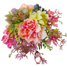 Lade das Bild in den Galerie-Viewer, Kunstblumenstrauß bunt Kunststoff Seide Deko Blumenstrauß Vase Tischdeko künstliche Blumen 18 cm