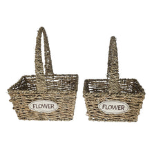 Lade das Bild in den Galerie-Viewer, 2er Seegraskörbe Flower Braun Dekokorb Korbset Landhaus Pflanzkorb