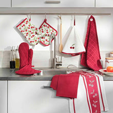 Lade das Bild in den Galerie-Viewer, Backofenhandschuh und Topflappen Set Salbei oder Rot modern Backhandschuh Topfhandschuh Baumwolle