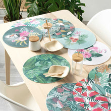 Lade das Bild in den Galerie-Viewer, 4er Set Platzset Papagei rund Grün