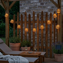 Lade das Bild in den Galerie-Viewer, LED Solar Lichterkette Boho 360 cm 10 Leds IP44 Outdoor Beleuchtung Beige Schwarz