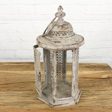 Lade das Bild in den Galerie-Viewer, Laterne Vintage grau Metall Deko-Laterne Dekolicht Garten Terrasse