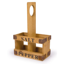 Lade das Bild in den Galerie-Viewer, Menagenkorb Holz Braun Holzmenage Menagere Tischdeko Salz-& Pfefferhalter Tischmenagere