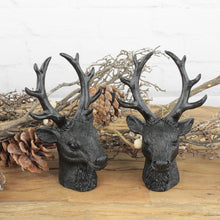 Lade das Bild in den Galerie-Viewer, 2er Set Hirschkopf schwarz Poly