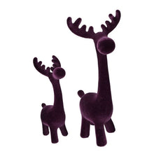 Lade das Bild in den Galerie-Viewer, 2er Set Dekorentier Lila, Purpur oder Grau modern Kunststoff Weihnachtsdeko Dekorentier