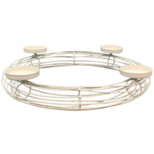 Lade das Bild in den Galerie-Viewer, Adventskranz Metall Creme Weiß 47 cm Weihnachtsdeko Metallkranz Tischdeko