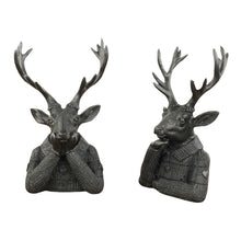 Lade das Bild in den Galerie-Viewer, 2er Set Hirschbüste Schwarz