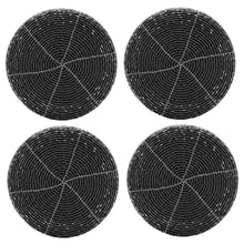Lade das Bild in den Galerie-Viewer, 4er Set Glasuntersetzer Perlen Schwarz, Weiß oder Silber Getränkeuntersetzer 10 cm