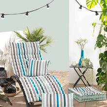 Lade das Bild in den Galerie-Viewer, 2er Set Dekokissen Weiß Blau Grün gestreift