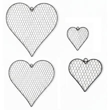 Lade das Bild in den Galerie-Viewer, 4er Set Dekoherzen Metall Braun Landhaus Drahtherzen Dekohänger Herz