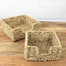 Lade das Bild in den Galerie-Viewer, 2er Set Serviettenkorb Naturfasern braun Serviettenhalter modern Serviettenaufbewahrung