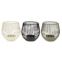 Lade das Bild in den Galerie-Viewer, 3er Set Teelichthalter Metall modern Schwarz Weiß Grau Kerzenhalter Tischdekoration