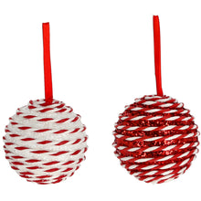 Lade das Bild in den Galerie-Viewer, 6er Set Christbaumkugeln Rot Weiß Glitzer 10 cm Christbaumschmuck Dekokugeln modern