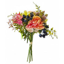 Lade das Bild in den Galerie-Viewer, Kunstblumenstrauß bunt Kunststoff Seide Deko Blumenstrauß Vase Tischdeko künstliche Blumen 18 cm
