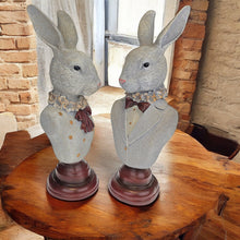 Lade das Bild in den Galerie-Viewer, Hasenbüste Polyresin Herr od. Dame 39 cm modern Osterhase Osterdekoration Deko Ostern Büste Hasenfigur Hase Dekohase