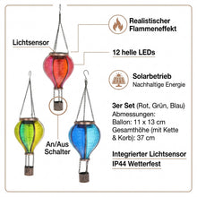 Lade das Bild in den Galerie-Viewer, 3er Set Solar Ballon bunt 37 cm modern Deko Leuchte Garten LED Lampe Outdoor