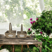 Lade das Bild in den Galerie-Viewer, 2er Seegraskörbe Flower Braun Dekokorb Korbset Landhaus Pflanzkorb