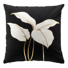 Lade das Bild in den Galerie-Viewer, Dekokissen Schwarz Gold Blätter