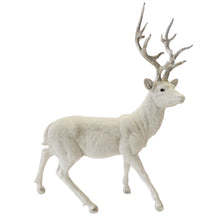 Lade das Bild in den Galerie-Viewer, Hirsch stehend Weiß Silber Glitzer 33 cm modern Dekohirsch Poly Dekofigur
