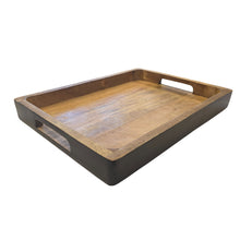 Lade das Bild in den Galerie-Viewer, Dekotablett Holz 37 cm Braun Schwarz modern Tablett Mangoholz