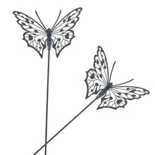 Lade das Bild in den Galerie-Viewer, 2er Set Dekostecker Schmetterling Schwarz Metall