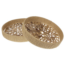 Lade das Bild in den Galerie-Viewer, 2er Set Dekotablett Seegras Braun Tablett rund Tablettset modern