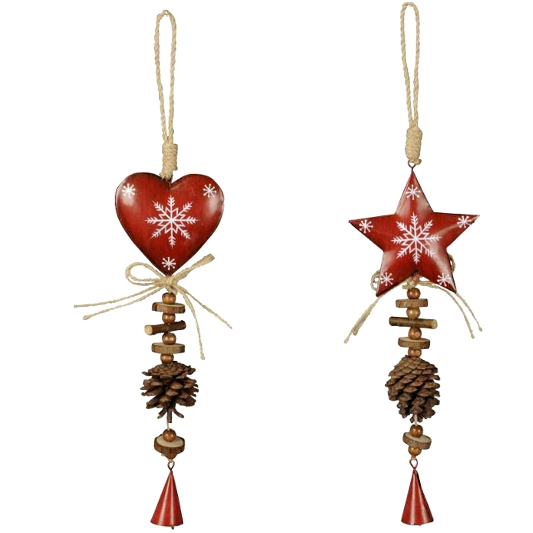 2x Weinachtsdeko Hängedeko rot Herz Stern – Macosa Home