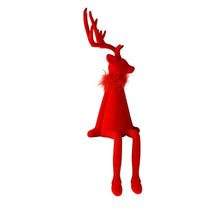 Lade das Bild in den Galerie-Viewer, Kantenhocker Hirsch Rot 26 cm modern Dekohirsch Weihnachtsdekoration Dekoration Weihnachten