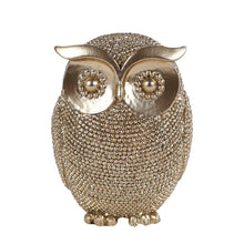 Lade das Bild in den Galerie-Viewer, Dekofigur Eule Gold Glitzer 10 cm modern Polystone Dekoeule
