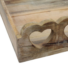 Lade das Bild in den Galerie-Viewer, 2er Set Holztablett Herz Braun 30 cm 24 cm Dekotablett mit Griff Tablett Holz Landhaus