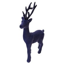 Lade das Bild in den Galerie-Viewer, Dekohirsch Blau Glitzer Kunststoff beflockt Dekofigur Weihnachten Winter Hirsch Deko
