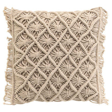 Lade das Bild in den Galerie-Viewer, Dekokissen 40x40 cm od. 30x50 cm mit Inlet Makramee Beige Baumwolle Sofakissen Zierkissen mit Reißverschluss