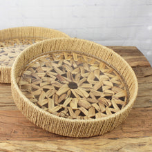 Lade das Bild in den Galerie-Viewer, 2er Set Dekotablett Seegras Braun Tablett rund Tablettset modern