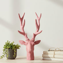 Lade das Bild in den Galerie-Viewer, Dekohirsch modern Apricot Rosé 22 cm Poly Hirschkopf Weihnachten Deko