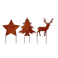 Lade das Bild in den Galerie-Viewer, 3er Set Dekostecker Weihnachten Rost